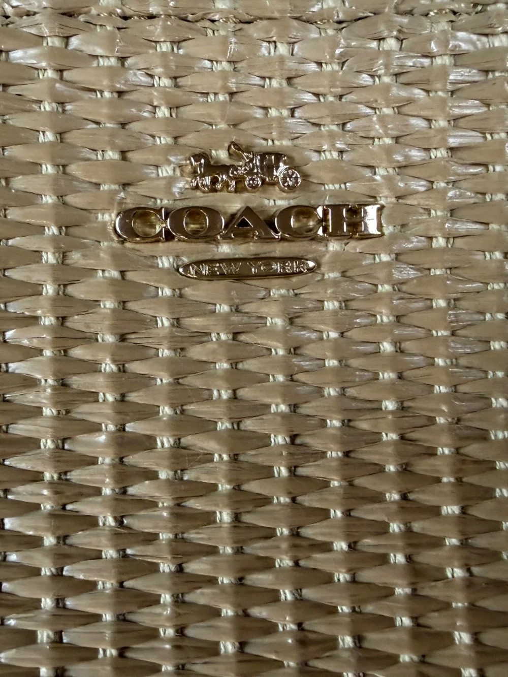 Coach Nolita 15 Mini Straw & Leather Shoulder Bag Baguette Micro Gold Chain - Picture 5 of 7